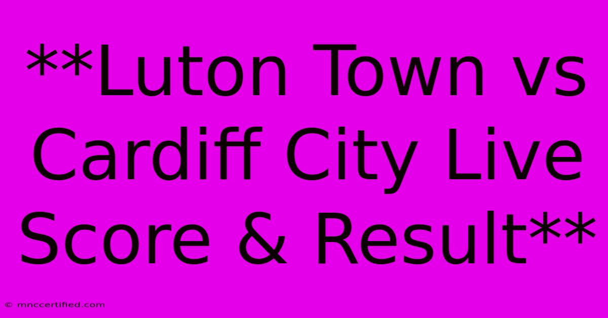 **Luton Town Vs Cardiff City Live Score & Result**