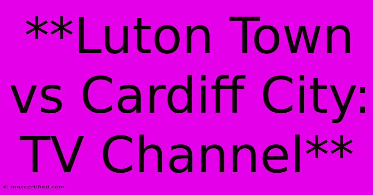 **Luton Town Vs Cardiff City: TV Channel**