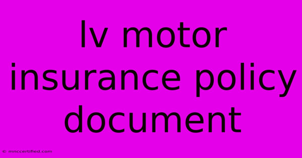 Lv Motor Insurance Policy Document