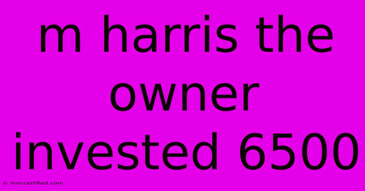 M Harris The Owner Invested 6500