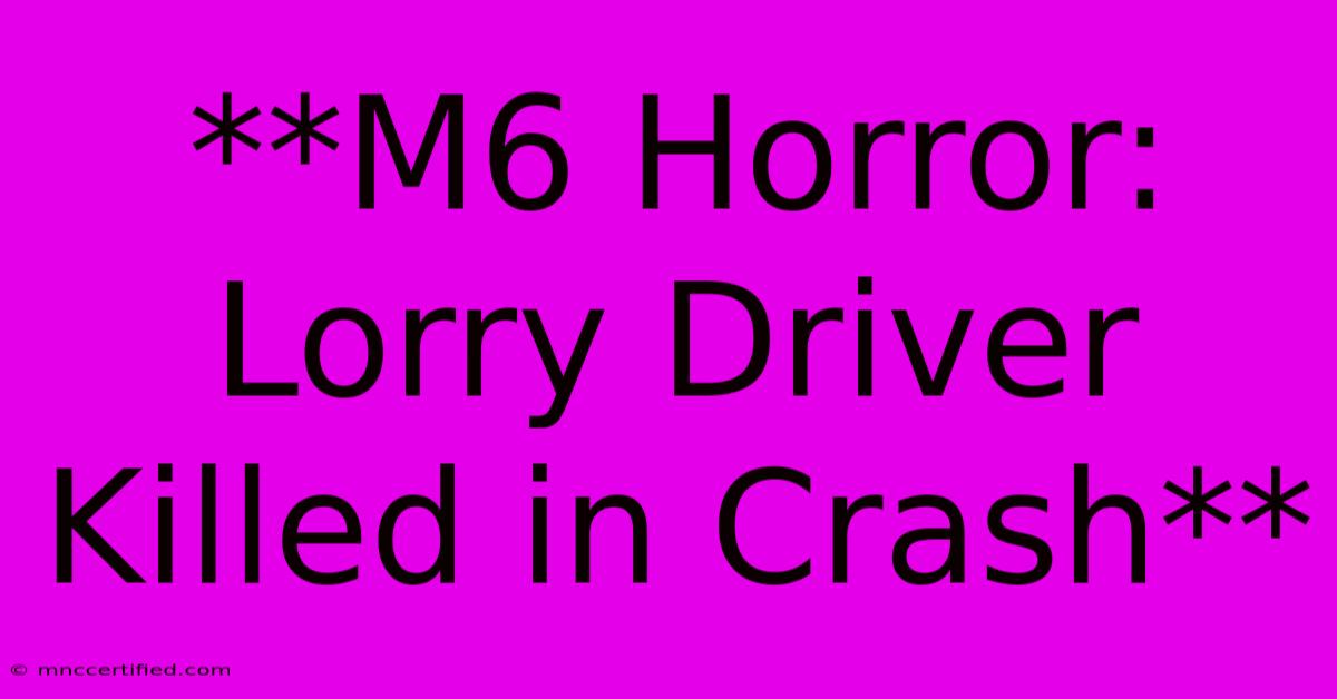 **M6 Horror: Lorry Driver Killed In Crash**