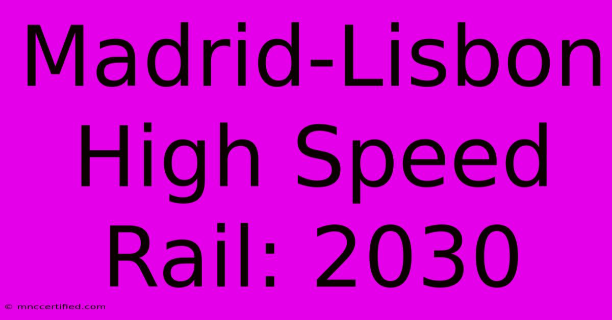 Madrid-Lisbon High Speed Rail: 2030