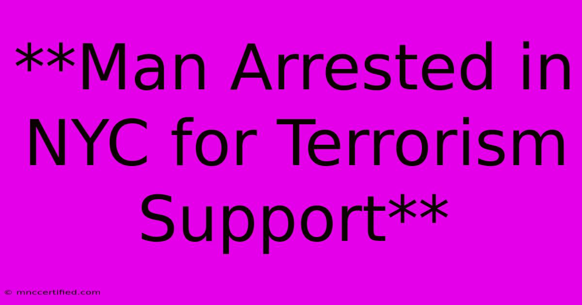 **Man Arrested In NYC For Terrorism Support**