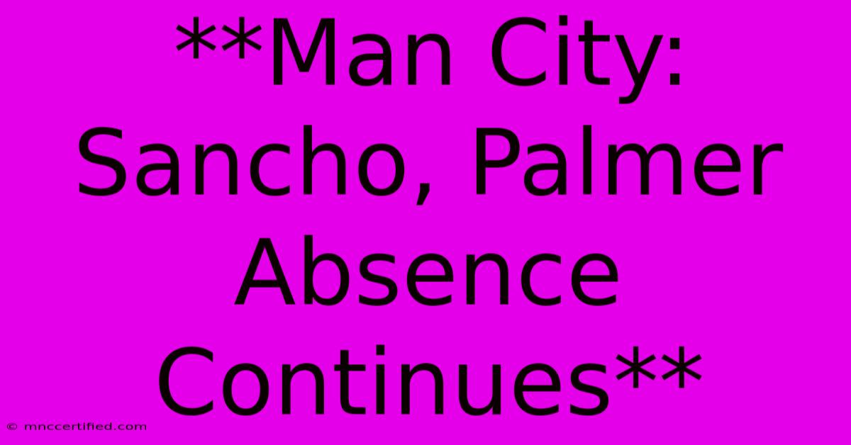 **Man City: Sancho, Palmer Absence Continues** 