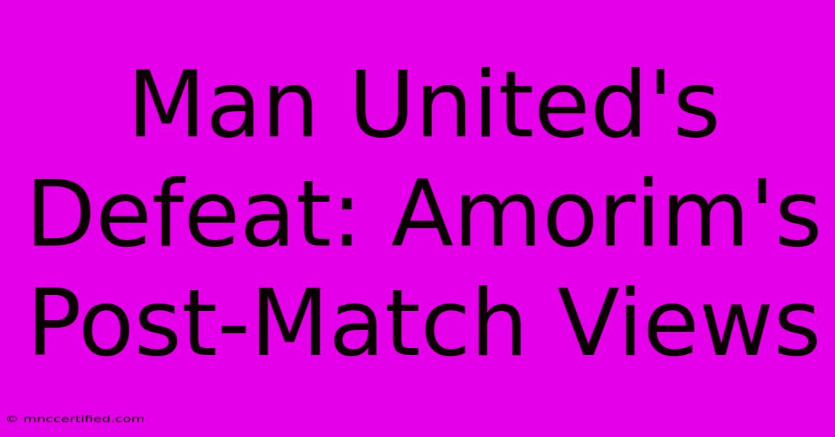 Man United's Defeat: Amorim's Post-Match Views