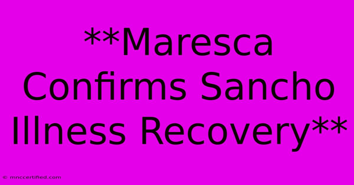 **Maresca Confirms Sancho Illness Recovery**