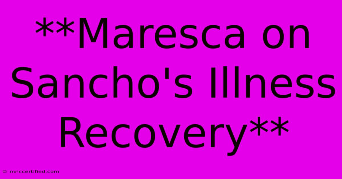 **Maresca On Sancho's Illness Recovery**