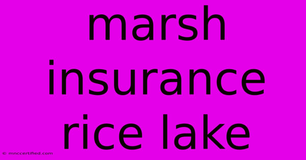 Marsh Insurance Rice Lake