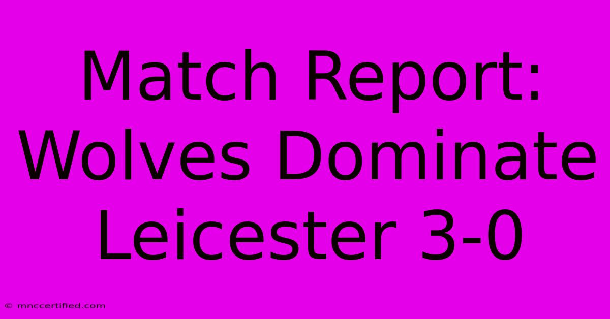 Match Report: Wolves Dominate Leicester 3-0