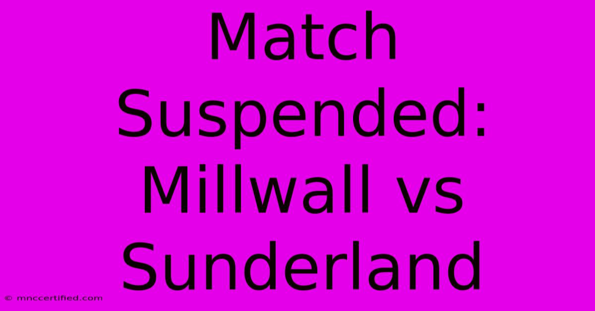 Match Suspended: Millwall Vs Sunderland