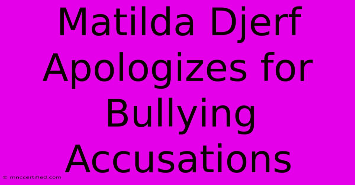 Matilda Djerf Apologizes For Bullying Accusations