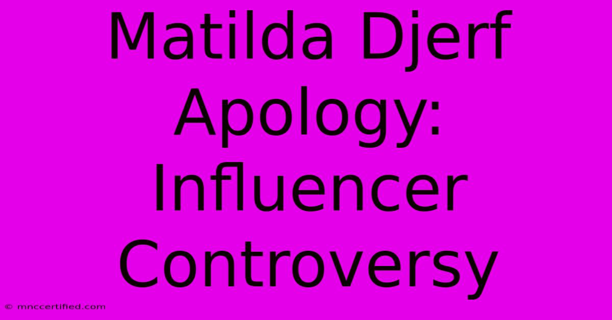 Matilda Djerf Apology: Influencer Controversy