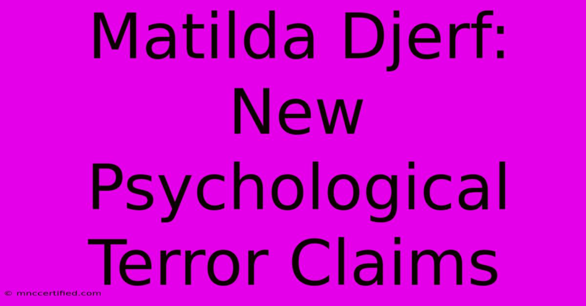 Matilda Djerf: New Psychological Terror Claims