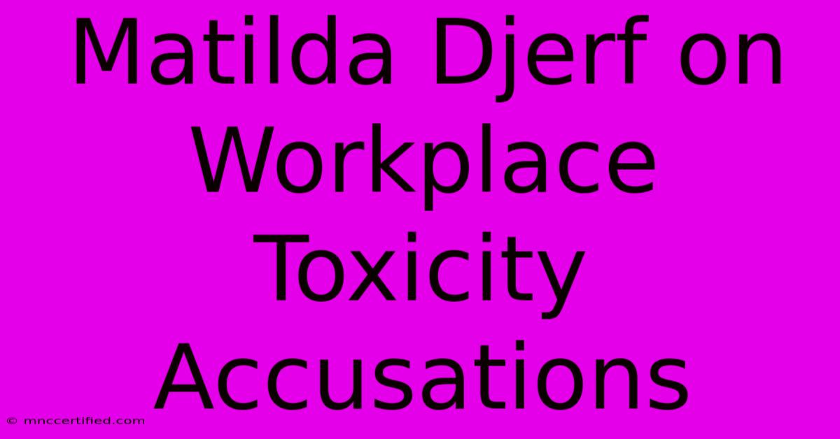 Matilda Djerf On Workplace Toxicity Accusations