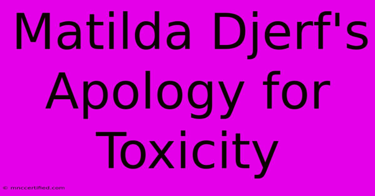 Matilda Djerf's Apology For Toxicity