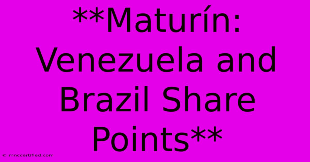 **Maturín: Venezuela And Brazil Share Points**