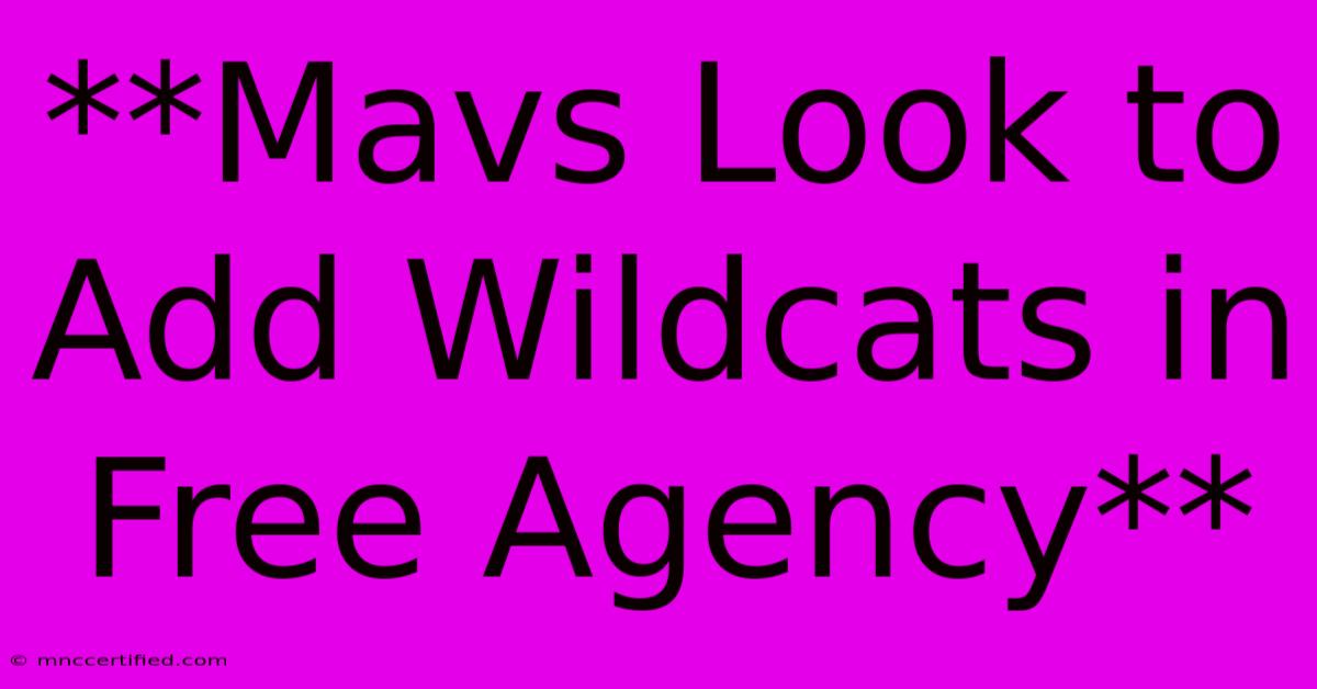 **Mavs Look To Add Wildcats In Free Agency**