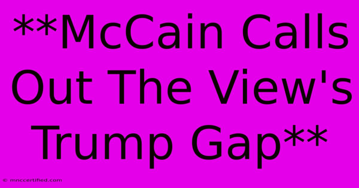 **McCain Calls Out The View's Trump Gap**