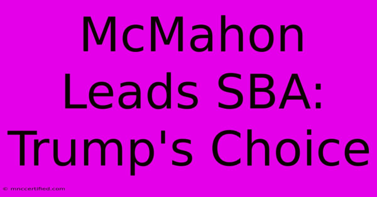 McMahon Leads SBA: Trump's Choice