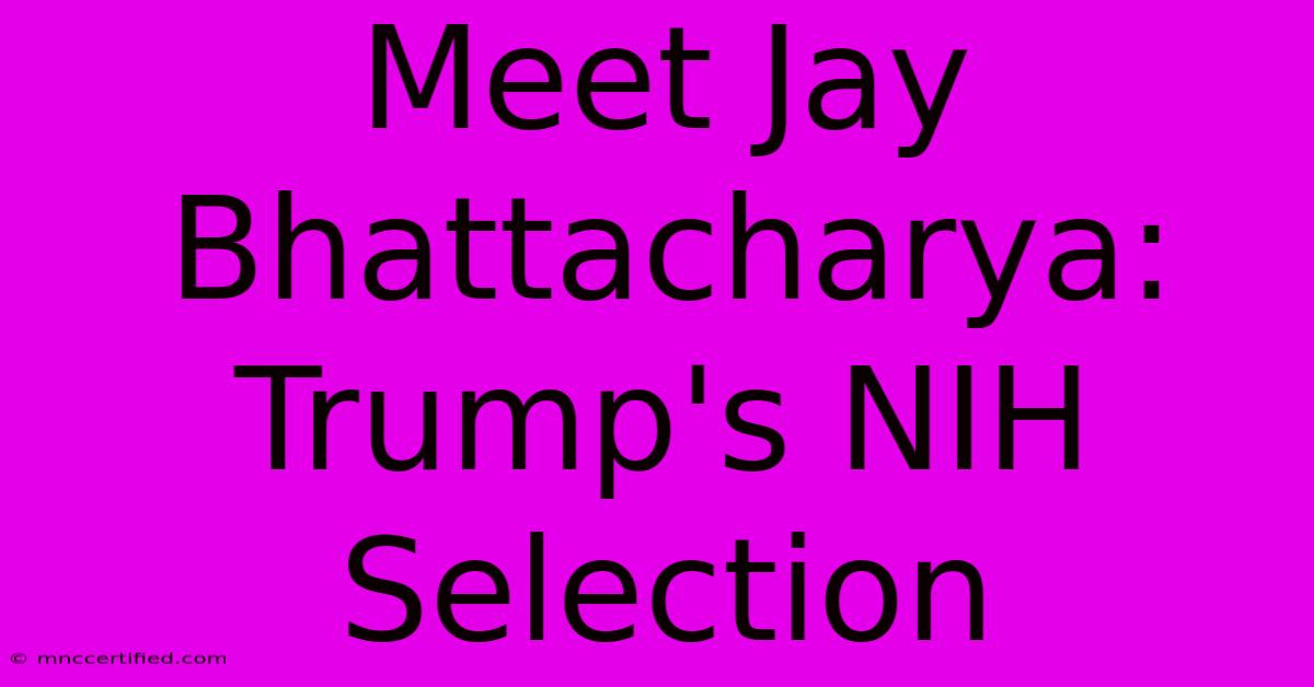 Meet Jay Bhattacharya: Trump's NIH Selection