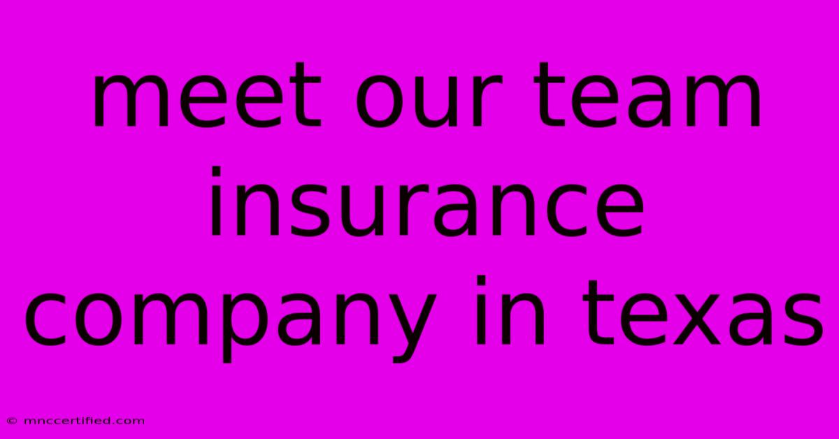 Meet Our Team Insurance Company In Texas