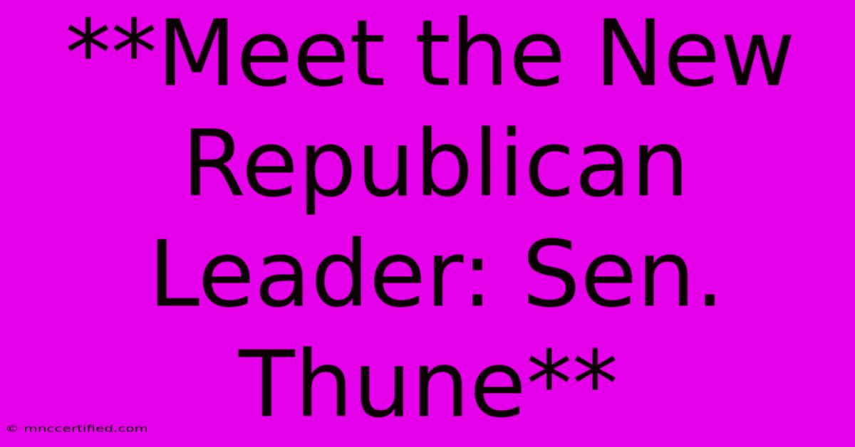 **Meet The New Republican Leader: Sen. Thune**