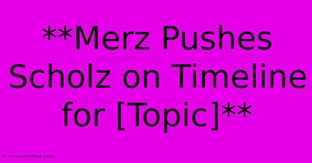 **Merz Pushes Scholz On Timeline For [Topic]** 