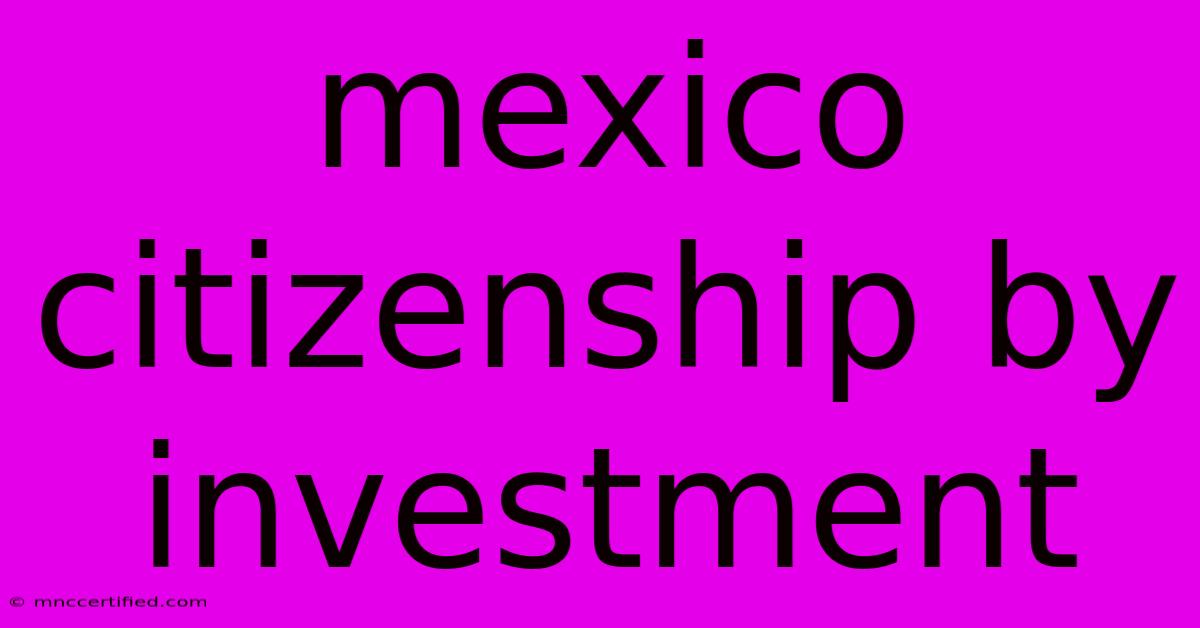 Mexico Citizenship By Investment