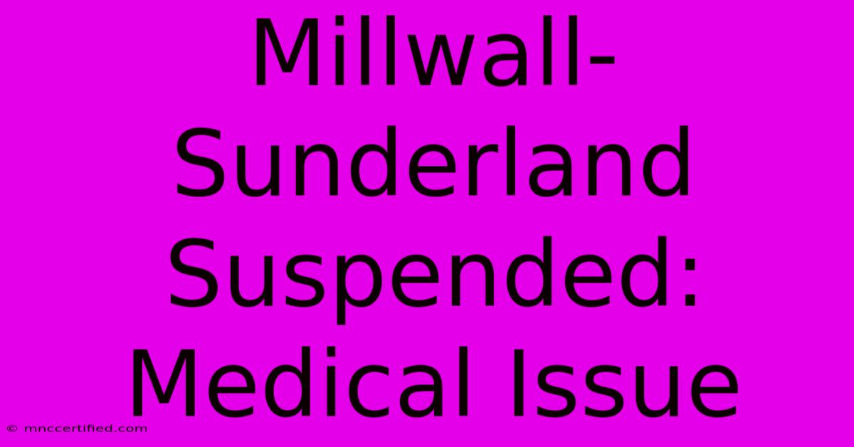 Millwall-Sunderland Suspended: Medical Issue