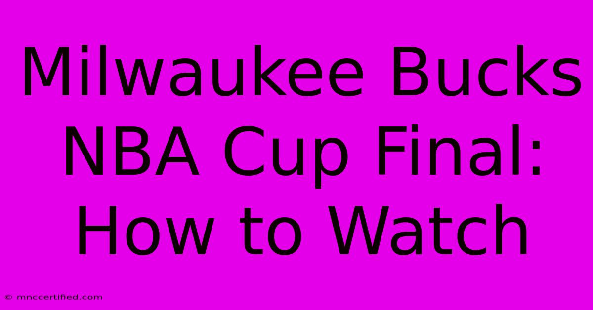 Milwaukee Bucks NBA Cup Final: How To Watch