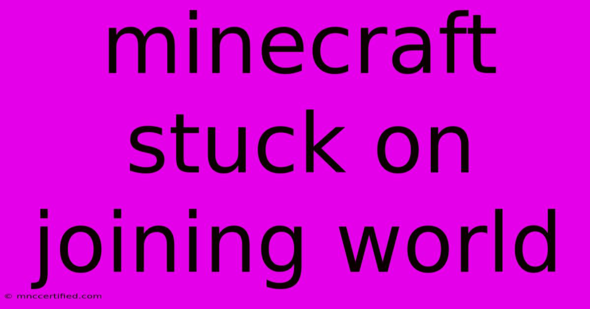 Minecraft Stuck On Joining World