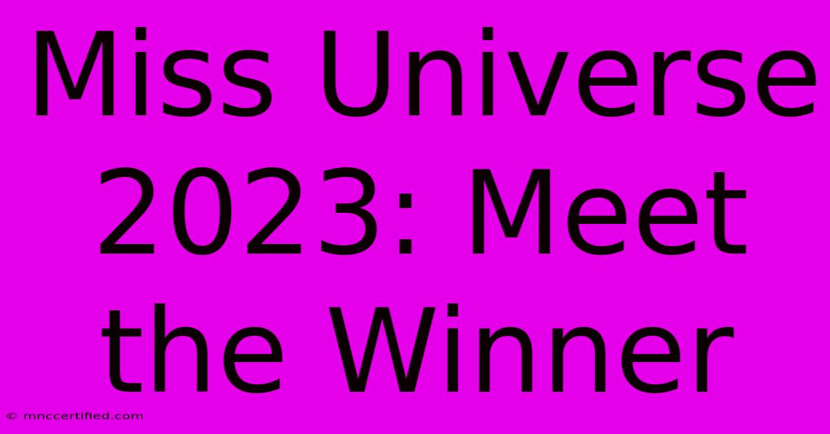 Miss Universe 2023: Meet The Winner