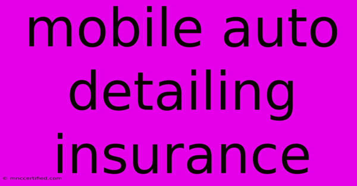 Mobile Auto Detailing Insurance