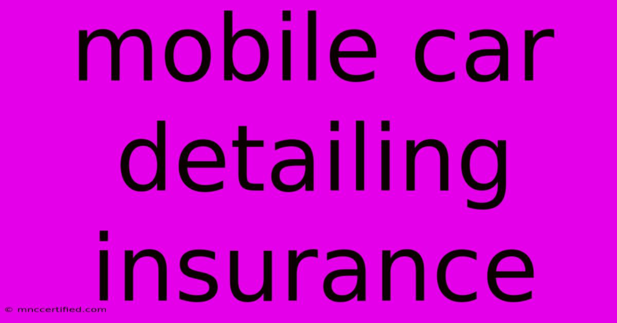 Mobile Car Detailing Insurance