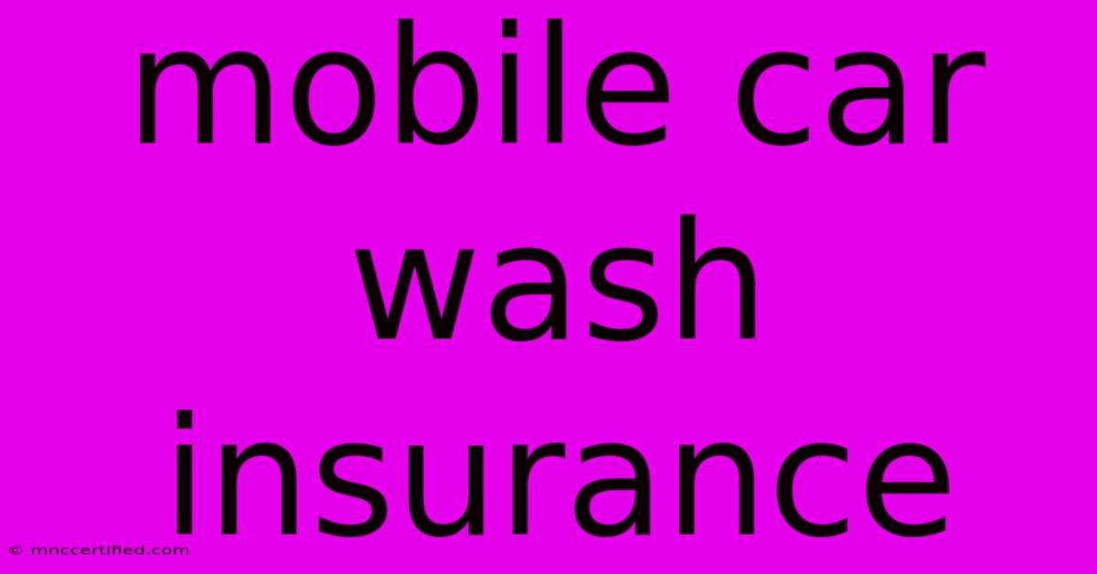 Mobile Car Wash Insurance