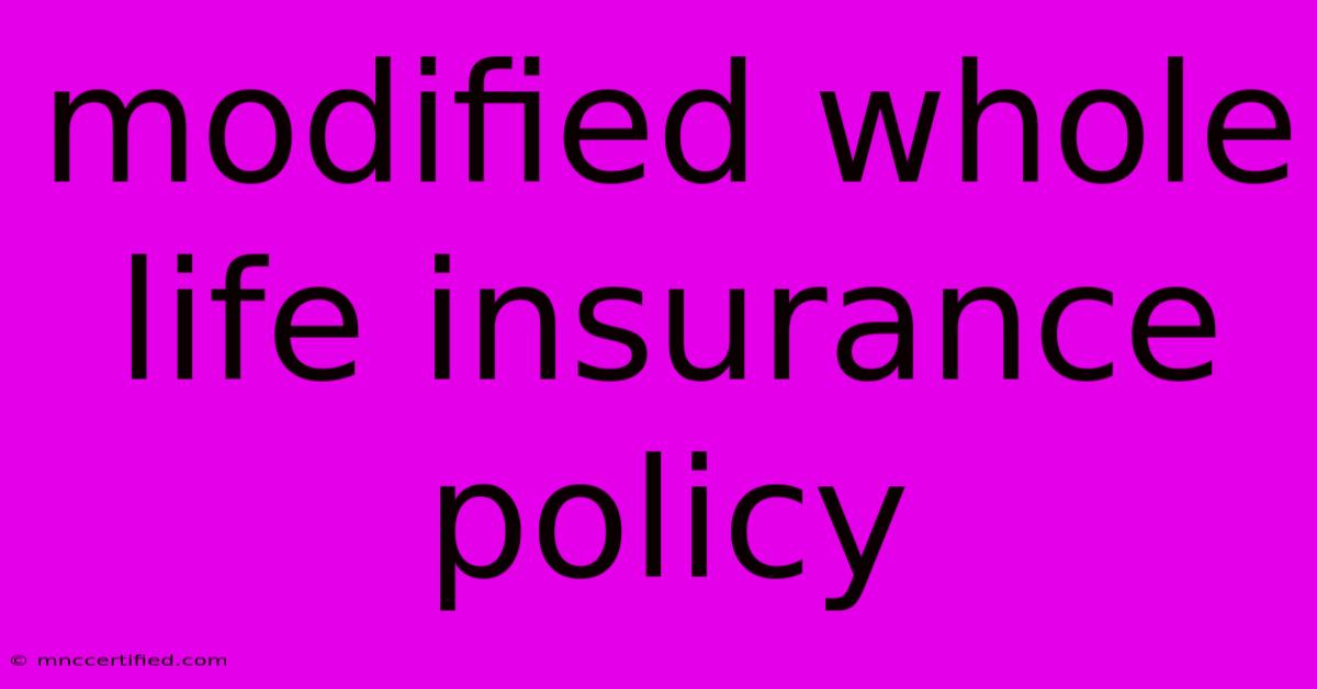 Modified Whole Life Insurance Policy