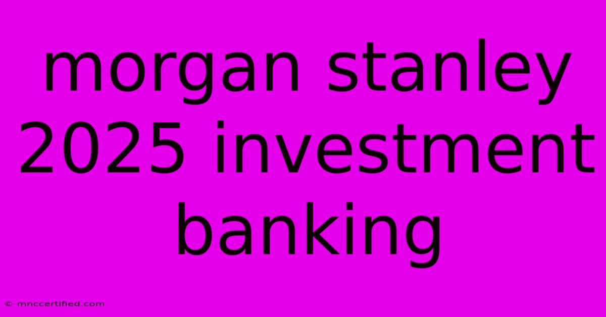 Morgan Stanley 2025 Investment Banking