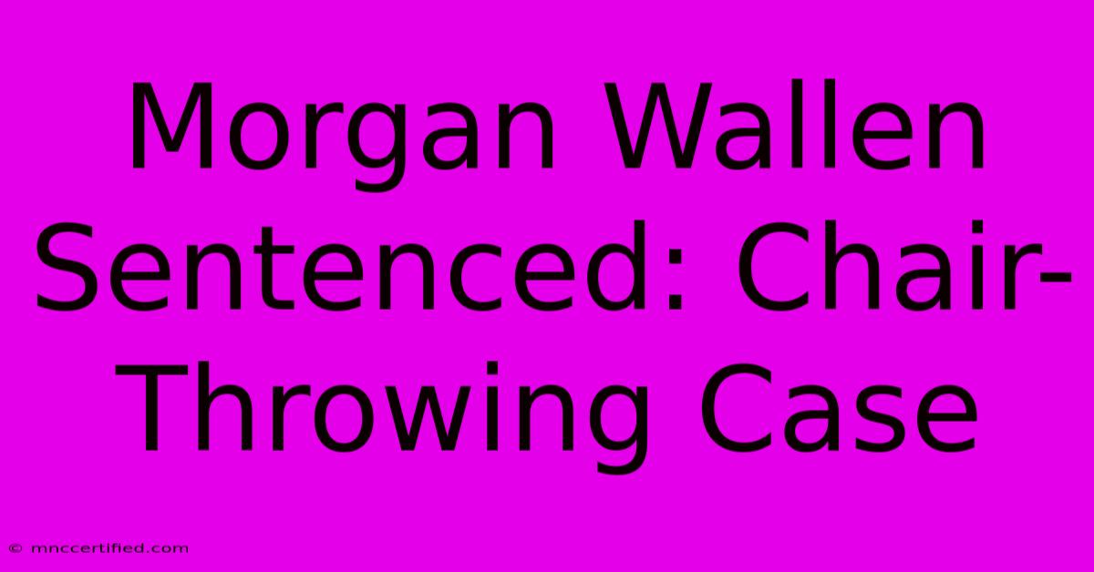 Morgan Wallen Sentenced: Chair-Throwing Case