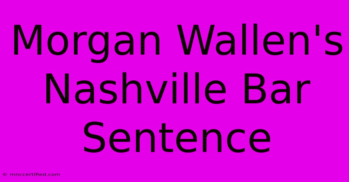 Morgan Wallen's Nashville Bar Sentence