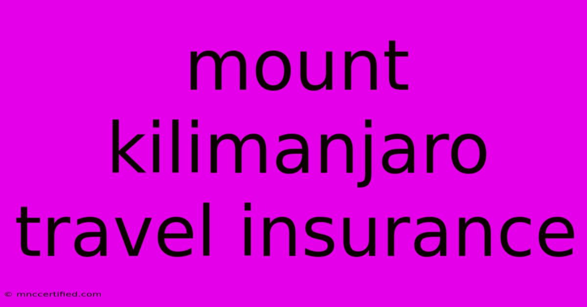 Mount Kilimanjaro Travel Insurance