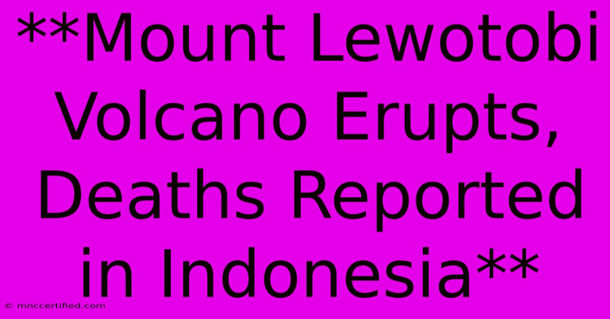 **Mount Lewotobi Volcano Erupts, Deaths Reported In Indonesia** 