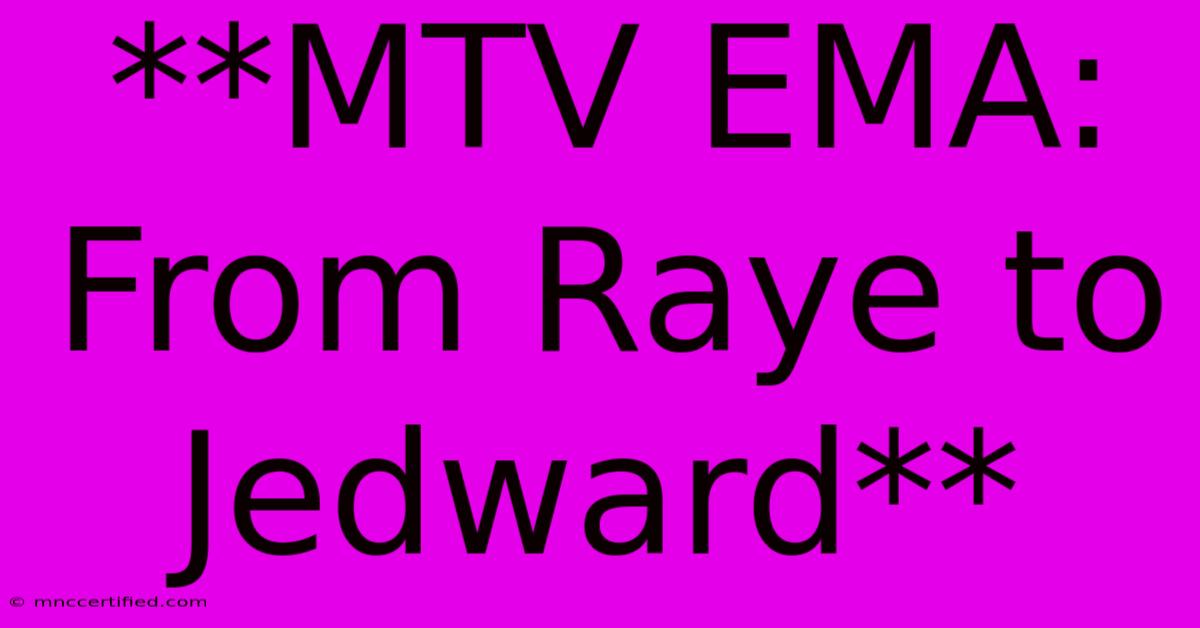 **MTV EMA: From Raye To Jedward**