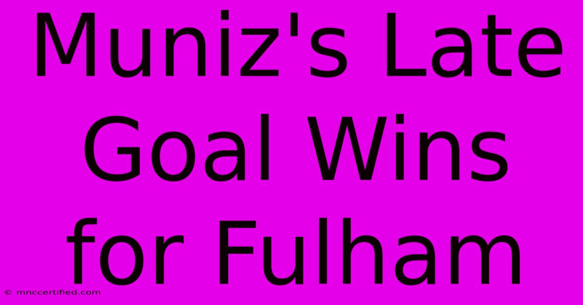 Muniz's Late Goal Wins For Fulham