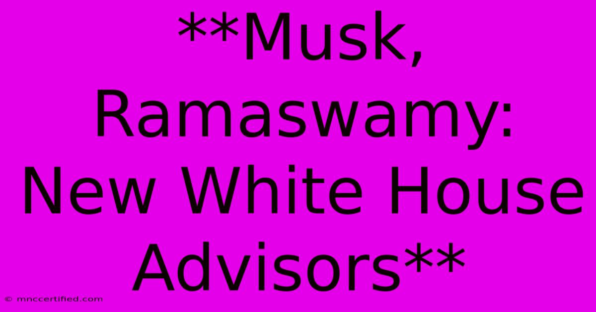 **Musk, Ramaswamy: New White House Advisors**