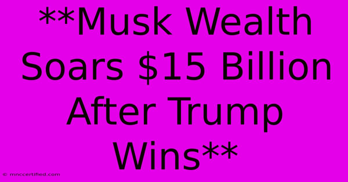 **Musk Wealth Soars $15 Billion After Trump Wins** 