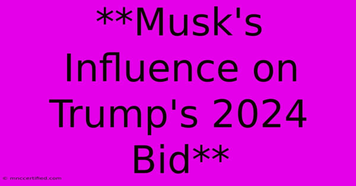 **Musk's Influence On Trump's 2024 Bid**