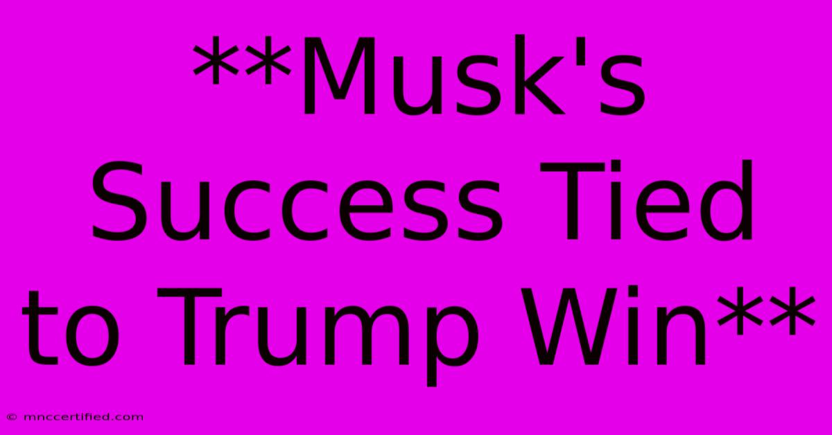 **Musk's Success Tied To Trump Win** 