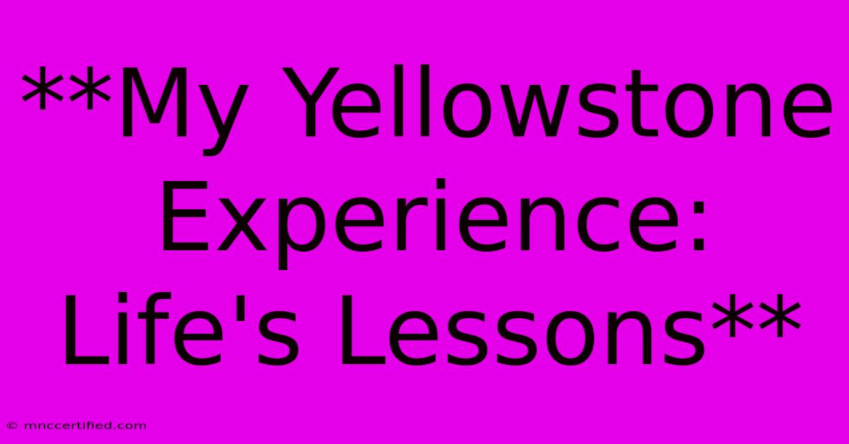 **My Yellowstone Experience: Life's Lessons**