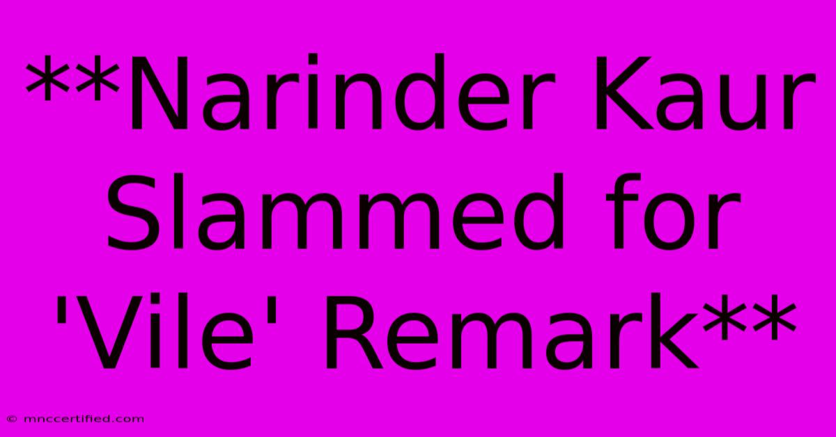 **Narinder Kaur Slammed For 'Vile' Remark**