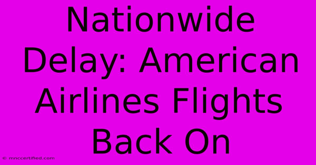 Nationwide Delay: American Airlines Flights Back On